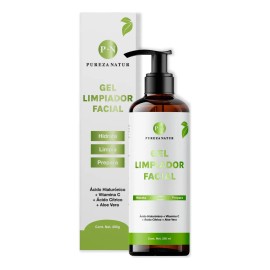Pureza Natur Gel Limpiador Facial Con Acido Hialuronico, Aloe Vera Y Vitamina C | Jabon Dermolimpiador (cleansing) Para Todo Tipo De Piel 250ml