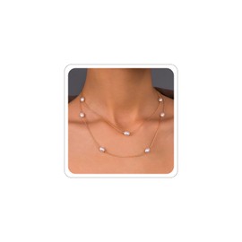 Pearls Choker Necklaces for Women Gold Plated Pearl Necklace Dainty Beaded Necklace with Pearls Accessories Summer Beach Minimalism Simple Pearl Jewelry (B-Gold)