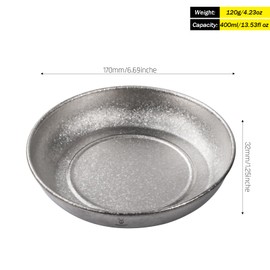 SILVERANT Titanium Camping Plate, Titanium Bowls Ultra Thick & Durable Tableware Single Wall Cookware Mess Kit with Carry Mesh Bag for Outdoor Backpacking Hiking - Crystallized (Plate- 400ml)