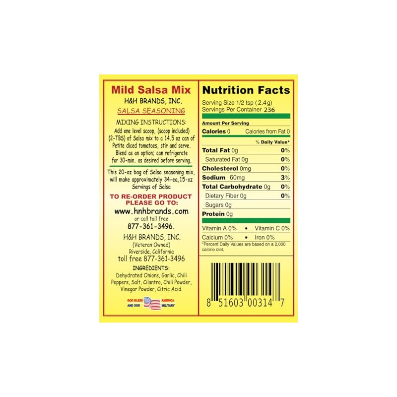 30 Second Salsa Mix-Seasoning Southwestern style; (20 oz. 34-Servings 1.03-ea.