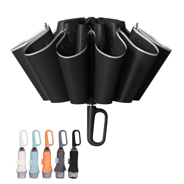 TUMAAOTU Compact Inverted Umbrella with Carabiner Clip Handle – Travel
