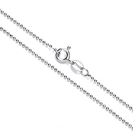 1mm sterling silver 925 Italian DIAMOND CUT BALL bead link chain necklace chocker bracelet anklet with spring ring clasp - inch 30"/75cm