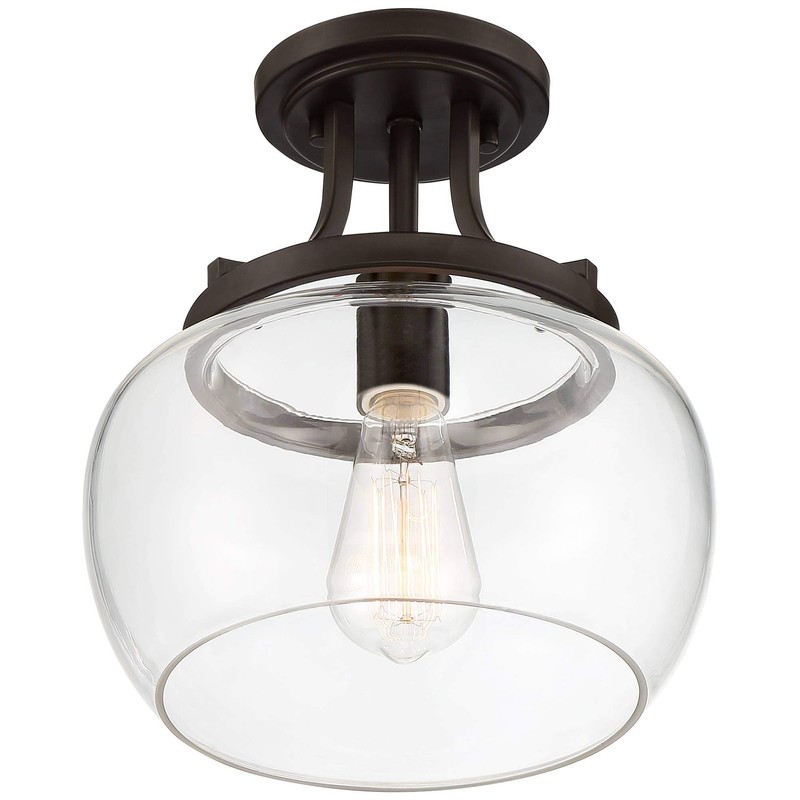 Regency Hill Kristov Industrial Rustic Farmhouse Ceiling Light Semi Flush-Mount
