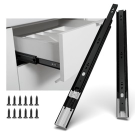LONTAN 1 Pair 18 Inch Black Soft Close Drawer Slides, Heavy Duty Side Mount Full Extension Ball Bearing Runners with 100 LB Capacity, for Kitchen Cabinets, Dresser, Tool Box, and Furniture