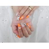  Refreshing OrangeHandmade Nail Tips - Short Stiletto / 상큼