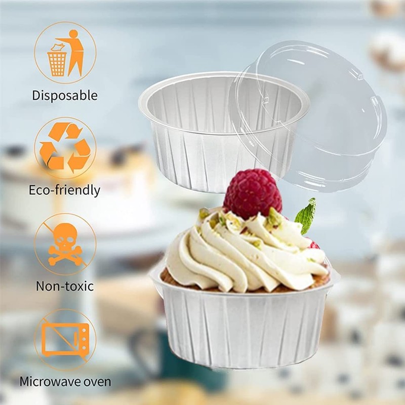 Cupcake Baking Cupswith Lids, 50pcs 5oz 125ml Muffin Liners Cups