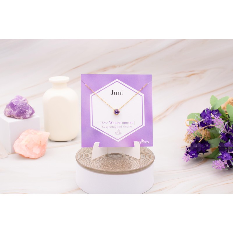 Bixorp Birthstone Necklace with Cubic Zirconia Pendant - Stainless Steel