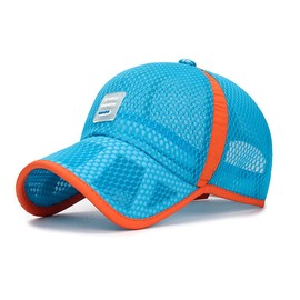 Children's Baseball Cap Peaked Cap Quick-Drying Mesh Cap Baseball Cap Sun Hat Boys Girls Basketball Sports Cap Adjustable Baseball Cap Embroidered Summer Hat, Blue (full mesh)