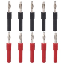 LiebeWH Banana Plug Adapter Connectors, Secure Screw Type Audio Link for Home Theater PA Brass Red Black 4mm Male to 2mm Female 10 Pieces