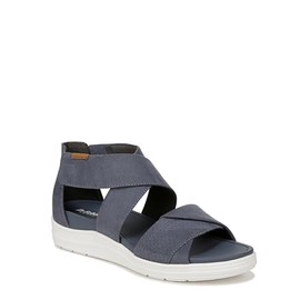 Dr. Scholl's Shoes Women's Time Off Fun Sandal Flat, Oxide Blue Microfiber, 7.5