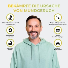 DELVINA DELVINA Mundflora Lutschtabletten gegen Mundgeruch mit Bakterienkulturen - 90 Tabletten mit Minze Geschmack Frischer Atem gegen Mundgeruch - Mundhygiene ohne Mundspülung und Zungenreiniger