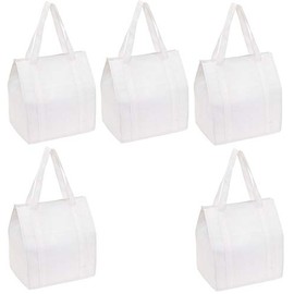 Preiswert&Gut 5 x Cool Bag Large Shopping Bag 35 x 25 x 38 cm Zip Fabric Bag White