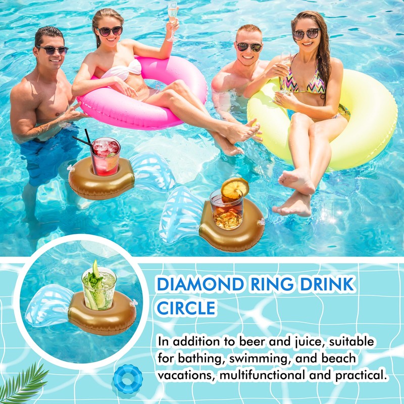 ROSUN 12Pack Ring Inflatable Drink Holder, Drink Floaties Floats Cup