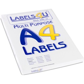 Labels 4U 50 Sheets A4, 2 Labels per Sheet, Size 199.6 x 143.5mm (100 Labels)
