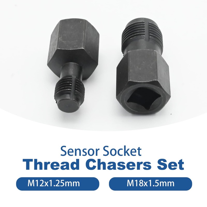 JUUDDENPARTS 2Pcs Oxygen Sensor Socket Thread Chasers Set, Black Oxygen