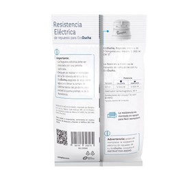 Resistencia eléctrica, Rotoplas, Repuesto para Regadera Eléctrica EcoDucha Modelo 5 000 W CM 3T, Voltaje 60 Hz, 127 V˜, Interruptor termomagnético: 40 A, Conductores del circuito: 10 mm2 (8 AWG).