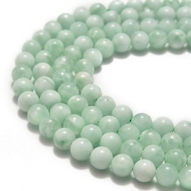 JM Design Green Moonstone Smooth Round Beads 8mm 15.5" Strand for Jewelry Making, Arts and Craft