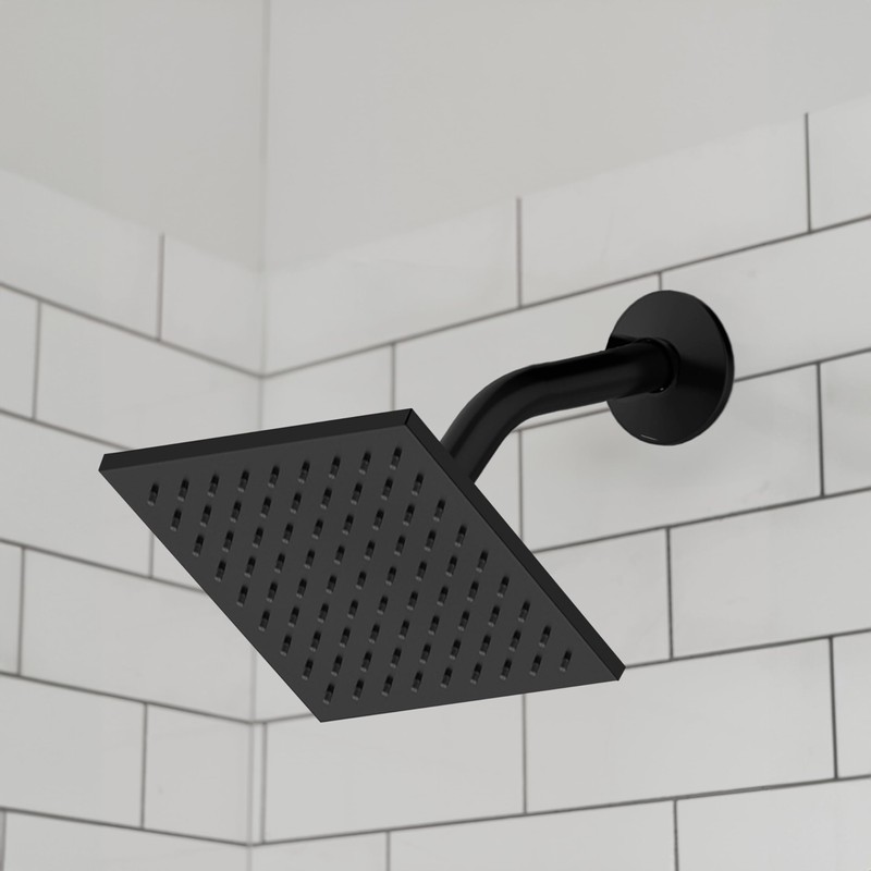 Karsen Contemporary Single-Function Shower Head for Bathroom, Matte Black, Design