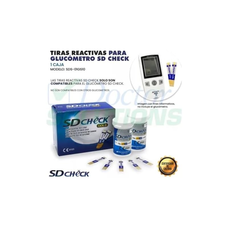 SD CHECK Tiras Reactivas para Medir Glucosa en Sangre Glucómetro