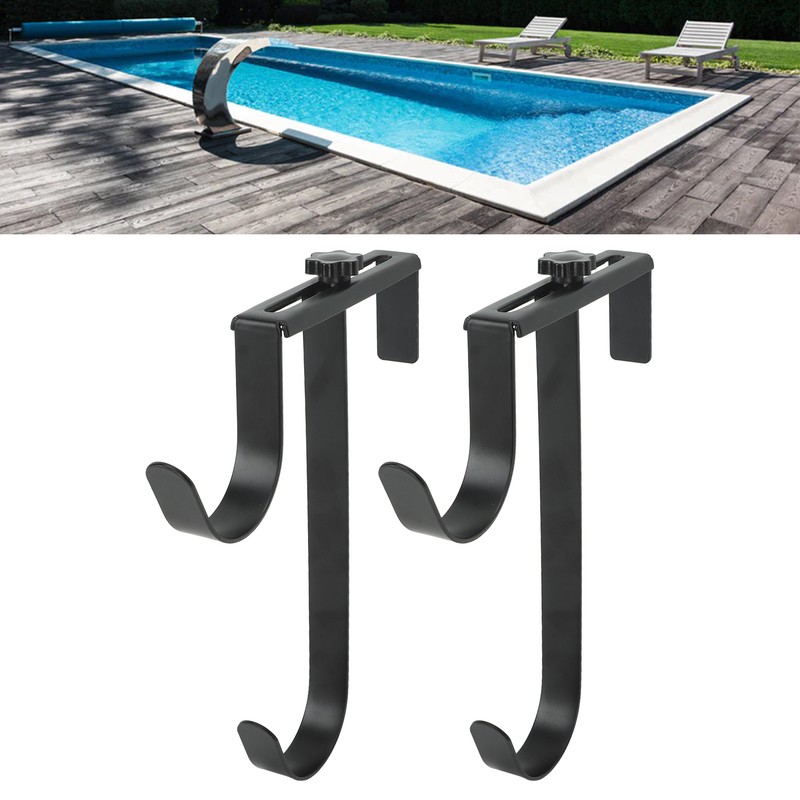 2Pcs Pool Pole Hanger Adjustable Metal Iron Pool Pole Hook