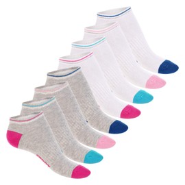 Footstar Women’s Design Trainers Socks (8 Pairs), Short Cute Socks with Patterns - Grey-multi-coloured, size: 39-42