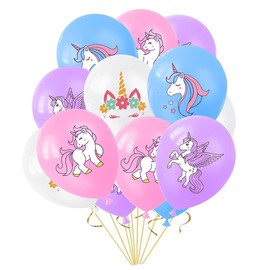 40Pcs/Pack Unicorn Latex Balloons Birthday Party Decorations Purple Pink Blue Balloons Supplies for Girls Birthday Party Unicorn Theme Decor