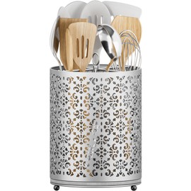 YIUKEA Extra Large Utensil Holder - 360° Rotating Cooking Utensils Caddy Countertop Organizer with Instant-Dry and Removable Base for Kitchen Tools