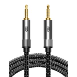 EMK TRRS Cable, 4 Pole 3.5mm Audio Cable Aux Cable with Mic(Compatible Mic Function) Headset Cable Stereo Aux Cord for Headphones, Laptop, Speaker (3.5mm TRRS Cable Male to Male, 15 Feet/5M)