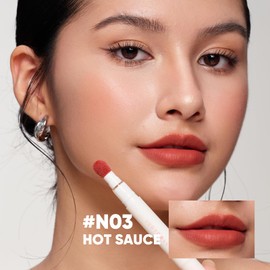 JUDYDOLL Cushion Matte Lip Cream - Smooth & Long-Lasting Velvet Lip Stain, Non-fading, Transfer-proof, with Non-Drying Formula for Lip Caring, Lip Lines Blurred, Soft Lightweight Finish, Red Lip Mud