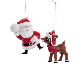 Kurt S. Adler Rudolph The Red-Nosed Reindeer Christmas Holiday Ornament Set Gift Boxed (One Size, Red)