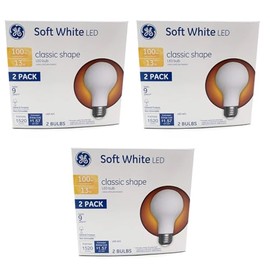 (6 bulbs) GE 31185 Soft White LED A21, 13 watts, 1520 lumens, 100 watt replacement, non-dimmable LED Light Bulb