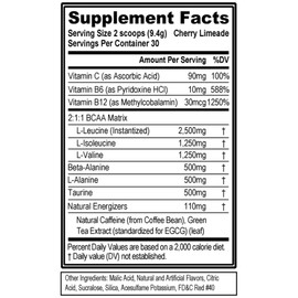 Evlution EVL BCAAs Amino Acids Powder - BCAA Energy Pre Workout for Muscle Recovery Lean Growth and Endurance - Rehydrating Post Workout Recovery Drink with Natural Caffeine - Cherry Limeade