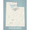 Utah Ski Resorts Map 11x14 Print (Beige & Opal Blue)