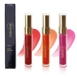 Terramar - Fruity Collection of Moisturizing Oils for Lips: Watermelon, Peach and Strawberry. Moisturizing – Gloss and Translucent Colour – 3.5 g each – Pack of 3.