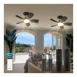 aupuslite 2 Pack 20" Socket Fan Light with Remote, 30W 2000 Lumens, 3 Colors 3000-6000K Small Ceiling Fans with Lights and Remote 6 Speed Wind Light Bulb Fan for Bedroom, Living Room, Kitchen, Garage