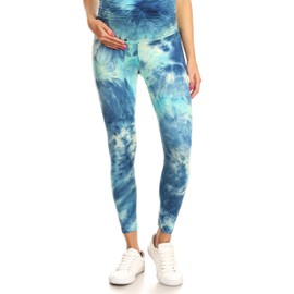 Leggings Depot Women's Maternity Leggings Over The Belly Tie Dye Printed Pregnancy Yoga Tights-R984 (Arctic Tie Dye, X-Large)