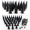 FAZHBARY 40 Pairs Black Cone Spikes Punk Rivets and Screwback