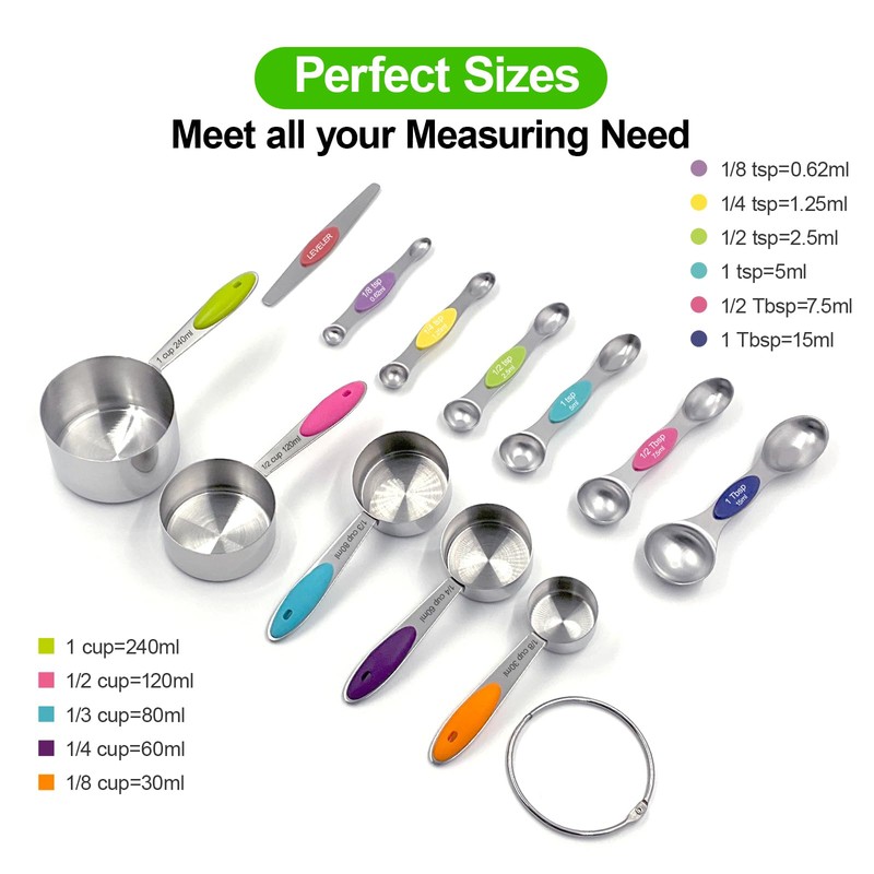 12-Piece Measuring Cup and Spoon Set, Includes 5 Stainless Steel