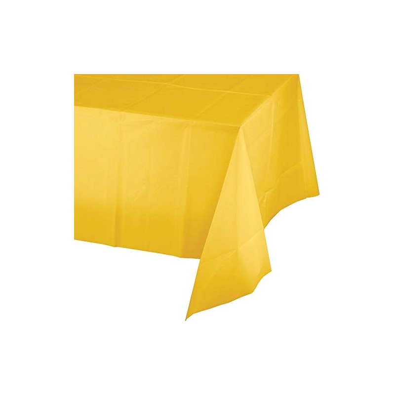 ROYAL7 3 Pack Yellow, Rectangle Disposable Plastic Tablecloth for Picnic,