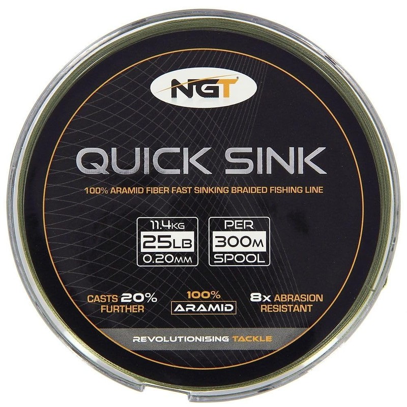 NGT Spool Of 'Quick Sink' Moss Braid - Green, 25