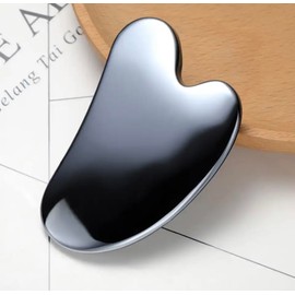Generic TeraHertz Gua Sha Stone Facial Tool, Skincare Contour GuaSha Beauty Spa Natural TeraHertz Heart Stone, Lymphatic Drainage Face Tool, Small, Metallic