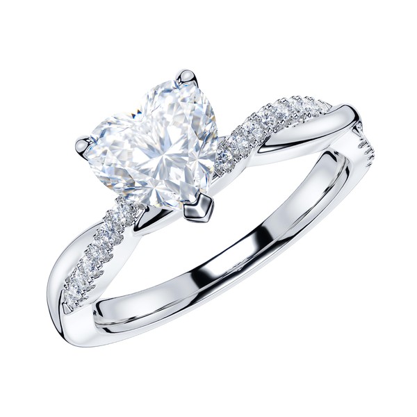 THELANDA Sterling Silver 4-Prong Petite Twisted Vine 1.0CT Simulated Heart-shaped