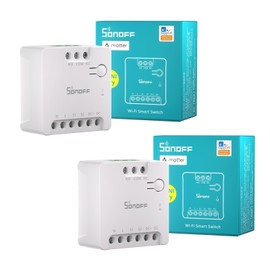SONOFF WiFi MINI-D Smart Switch with Matter,Dry Contact Output,Supports AC or DC Input,Compatible Alexa & Google Home,for Garage Doors、Boilers、DC Low Power Motors/Solenoid Valves (2 PCS)