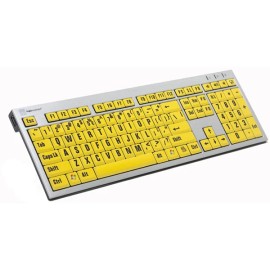 LogicKeyboard LargePrint Black on Yellow - PC Slimline Keyboard Model: LKB-LPRNTBY-AJ