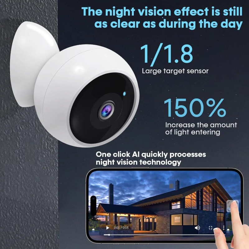 Security Cameras Wireless Outdoor Indoor Magnetic 2-Pack Install-Free Smart 2K