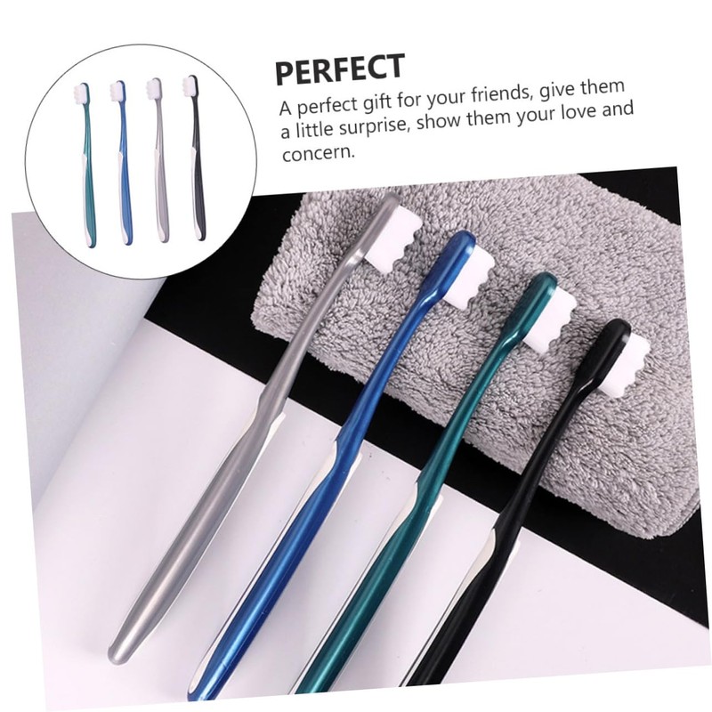 NOLITOY 4pcs Soft Bristle Toothbrushes for Adults Ergonomic Design Random