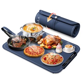 Food Warming Mat, Upgrade Electric Warming Tray - 7 Temperature Settings and 6 Hours Timer, Rapid Full Surface Heating, Rollable & Portable, Food Warmers for Parties, Buffet, Gatherings, Thawing