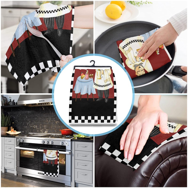 Kitchen Towels, Cheerful Fat Chef Towels, Dish Towels Kitchen Accessories,