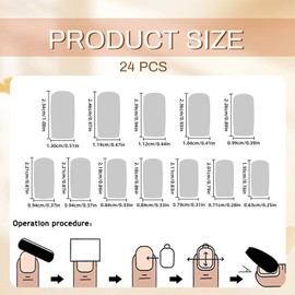 GlamRays Pack of 24 Stylish Glitter False Nail Long Square Press On Nails White French Lace Nail Art Decoration for Women and Girls Manicure