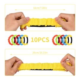 FESSOSKO Pack of 10 3 Leg Racing Bands, 5 Colours, Elastic Colourful Tying Rope for Adults, Children, for Season Running, Field Day, Backyard